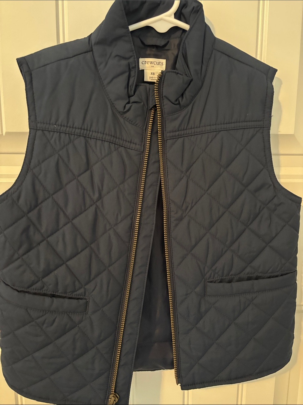 Crewcuts Quilted Navy Puffer Vest with Gold Zipper